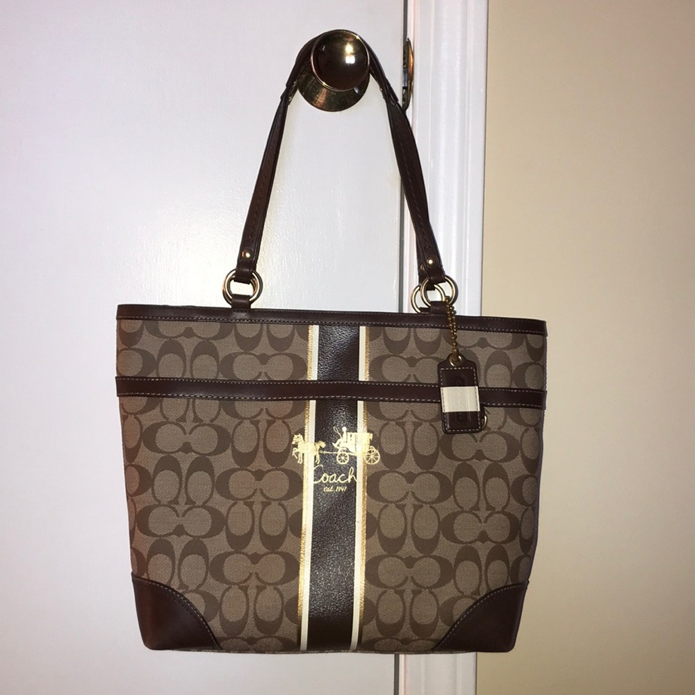 Brown leather Coach handbag